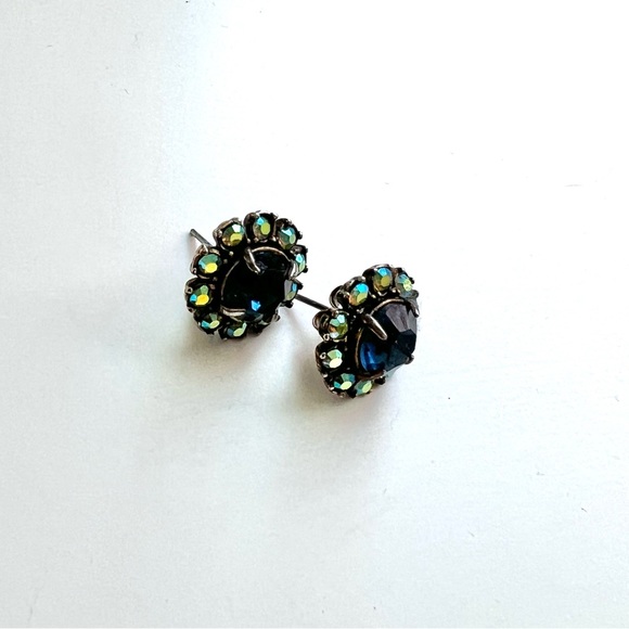 J. Crew Crystal Rhinestone Sapphire Stud Earrings - Picture 4 of 5